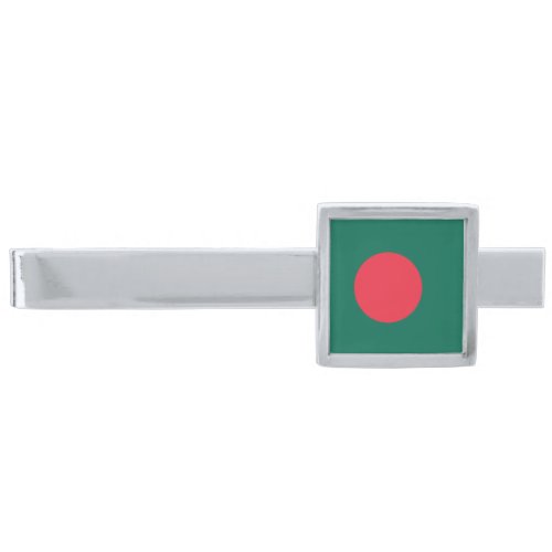 Patriotic Bangladeshi Flag Silver Finish Tie Bar