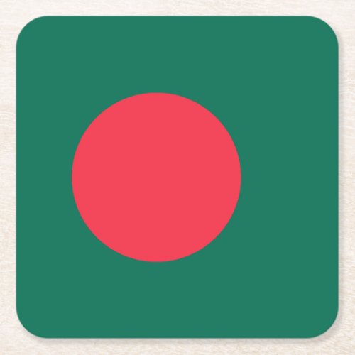 Patriotic Bangladeshi Flag Square Paper Coaster