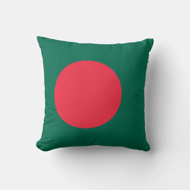 Patriotic Bangladeshi Flag Throw Pillow (Front)