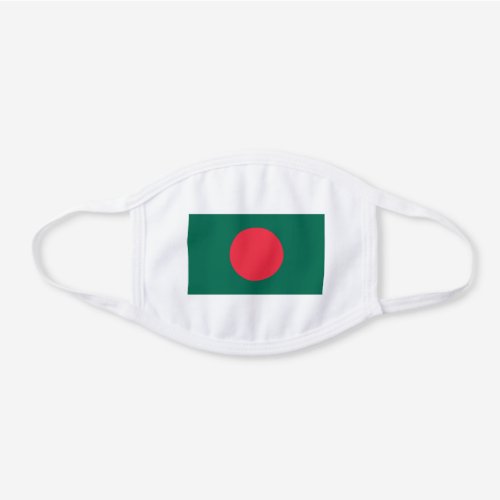Patriotic Bangladeshi Flag White Cotton Face Mask