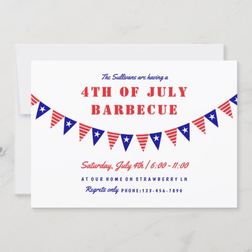 Patriotic Banner 4th Of July Party Invitation