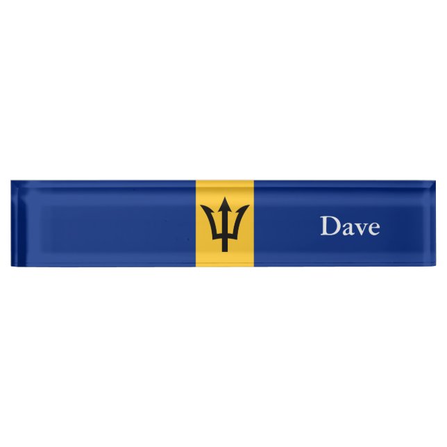 Patriotic Barbados Flag Desk Name Plate (Front)