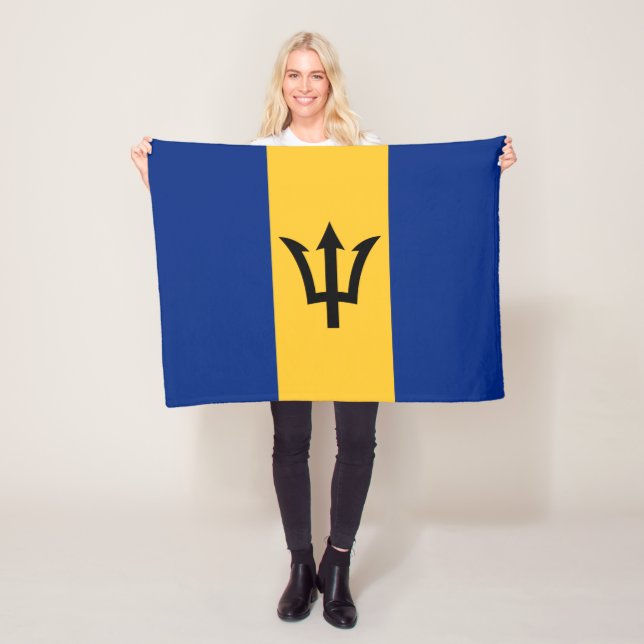 Patriotic Barbados Flag Fleece Blanket (In Situ)