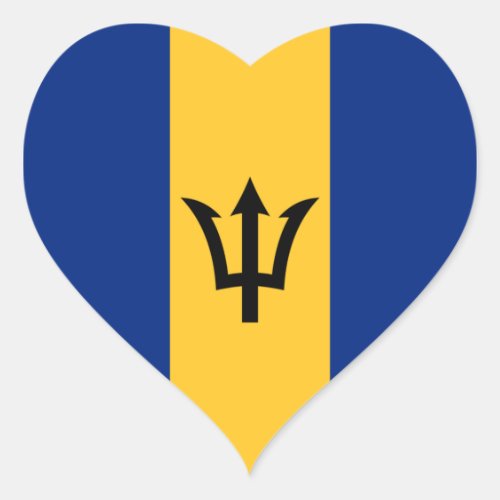 Patriotic Barbados Flag Heart Sticker