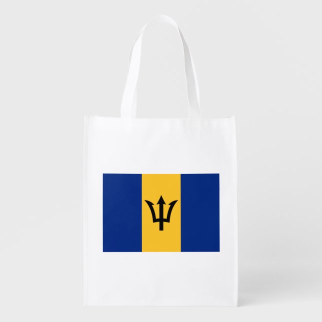 Patriotic Barbados Flag Reusable Grocery Bag (Front)