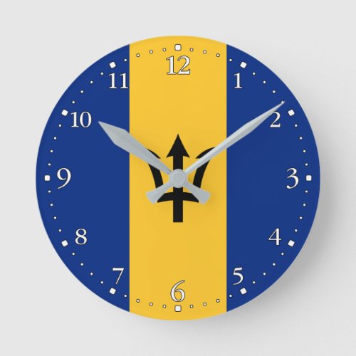 Patriotic Barbados Flag Round Clock