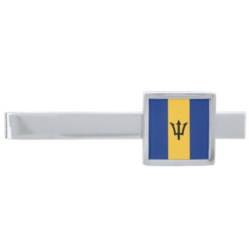 Patriotic Barbados Flag Silver Finish Tie Bar