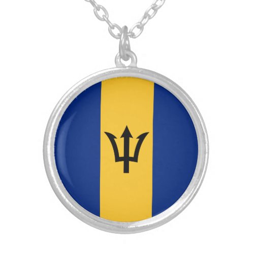 Patriotic Barbados Flag Silver Plated Necklace