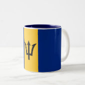 Patriotic Barbados Flag Two-Tone Coffee Mug (Front Right)