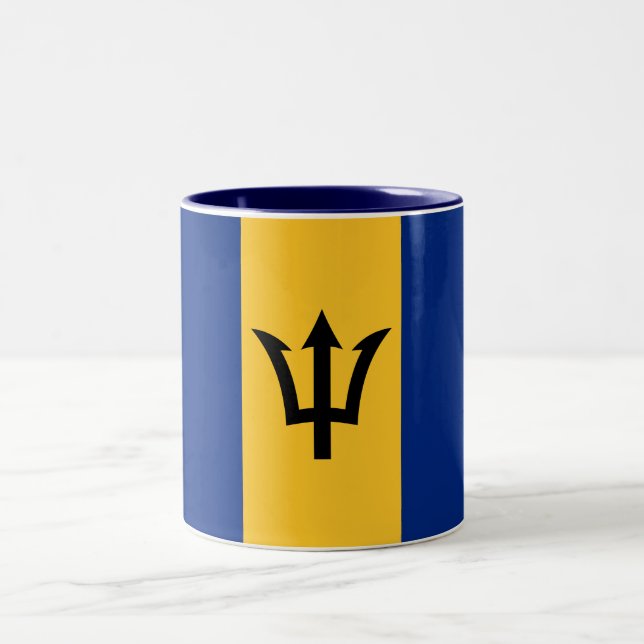 Patriotic Barbados Flag Two-Tone Coffee Mug (Center)