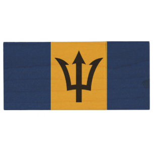 Patriotic Barbados Flag Wood Flash Drive