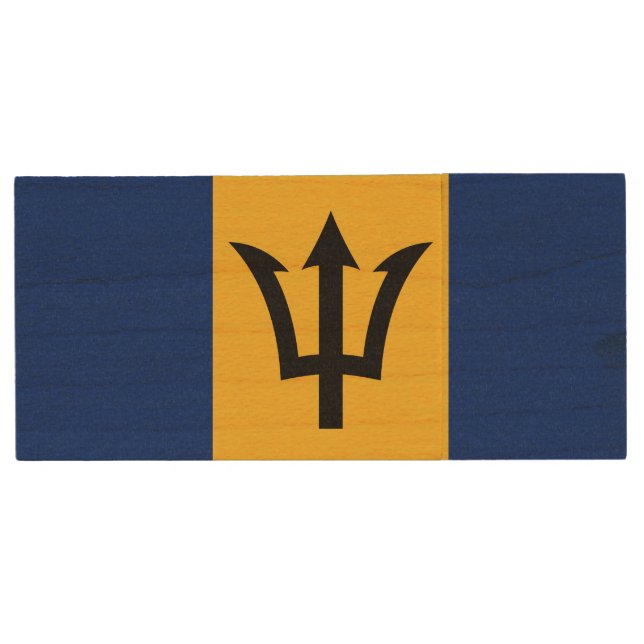 Patriotic Barbados Flag Wood Flash Drive (Front)