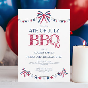 Patriotic Barbeque 4th of July BBQ Summer Party Invitation