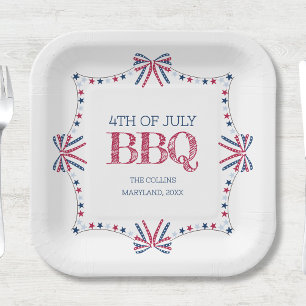 Patriotic Barbeque 4th of July BBQ Summer Party Paper Plates