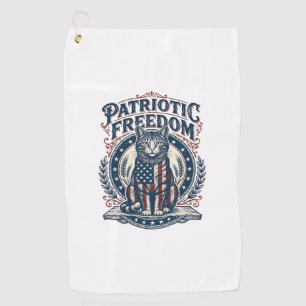 Patriotic Barn Cat Vector Graphic Tee_1 Golf Towel