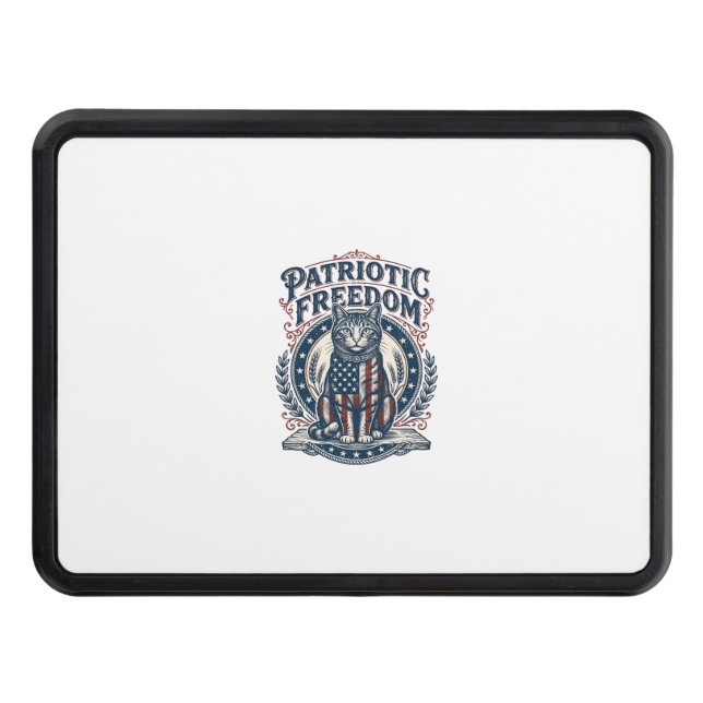 Patriotic Barn Cat Vector Graphic Tee_1 Hitch Cover (Front)