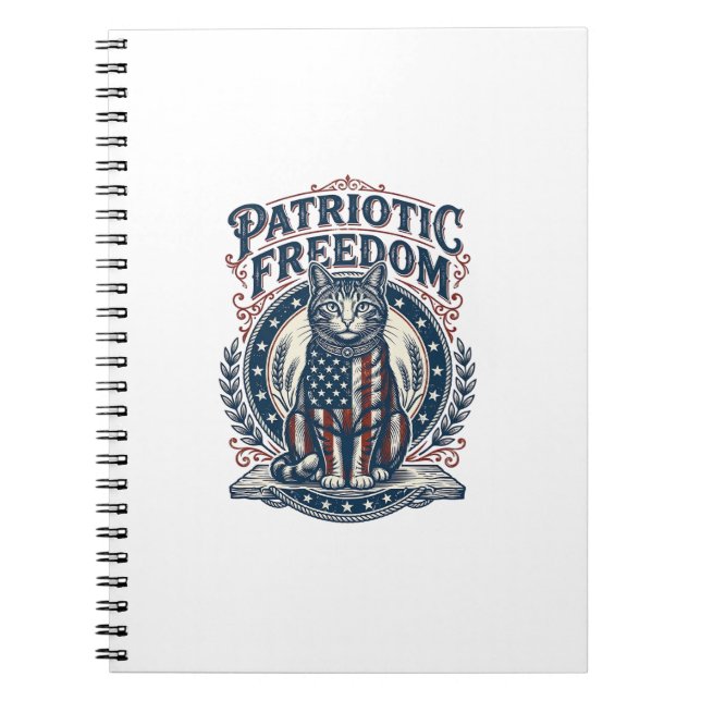 Patriotic Barn Cat Vector Graphic Tee_1 Notebook (Front)