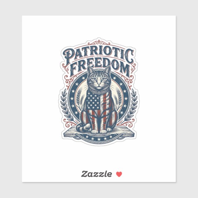 Patriotic Barn Cat Vector Graphic Tee_1 Sticker (Sheet)
