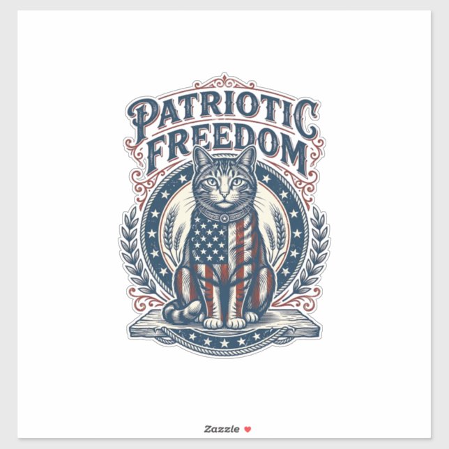 Patriotic Barn Cat Vector Graphic Tee_1 Sticker (Sheet)