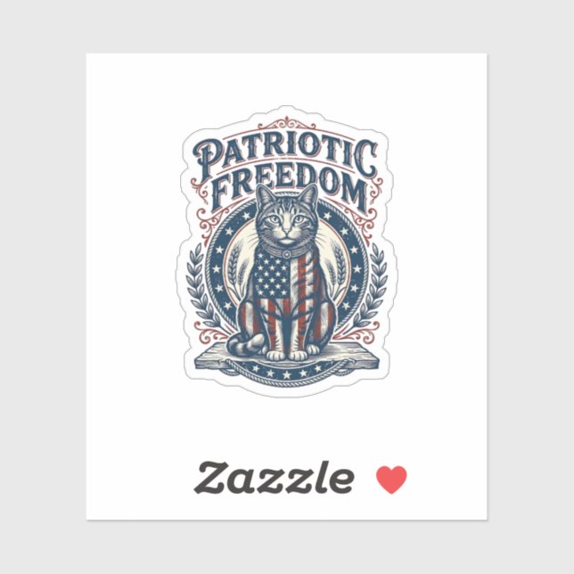 Patriotic Barn Cat Vector Graphic Tee_1 Sticker (Sheet)