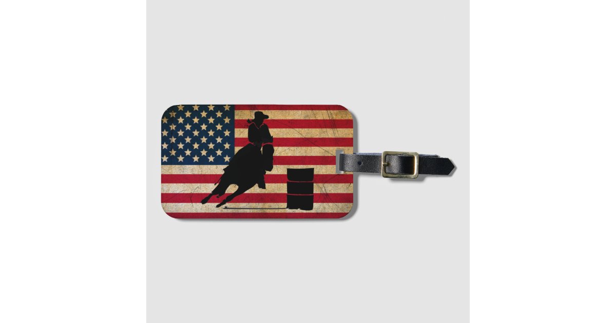 Patriotic Barrel Racing American Flag Horse Luggage Tag | Zazzle