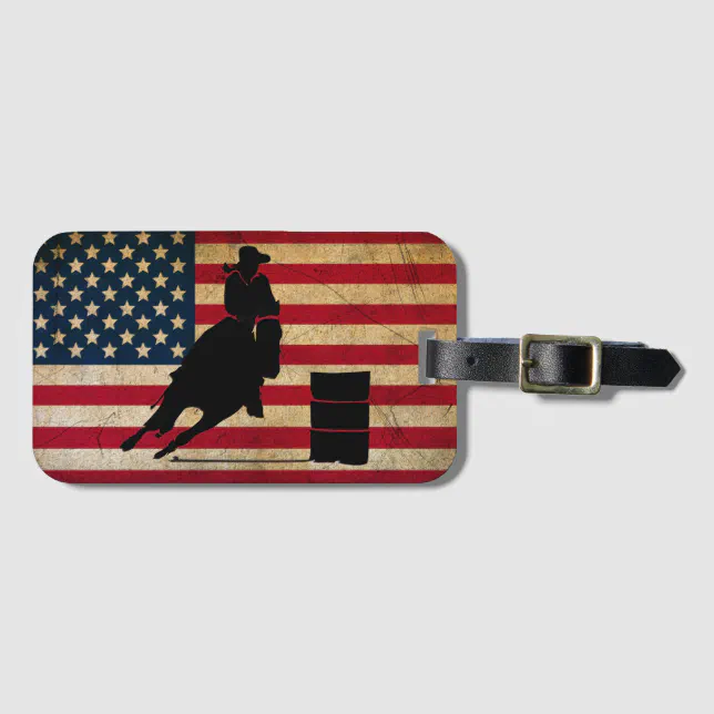 Patriotic Barrel Racing American Flag Horse Luggage Tag | Zazzle