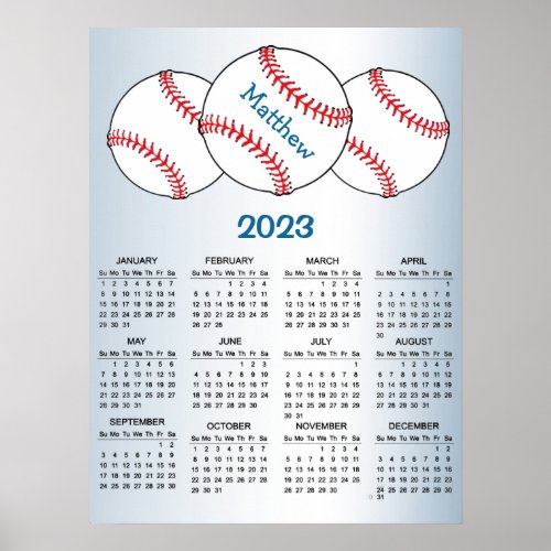 Patriotic Baseball 2023 Sports Calendar Poster