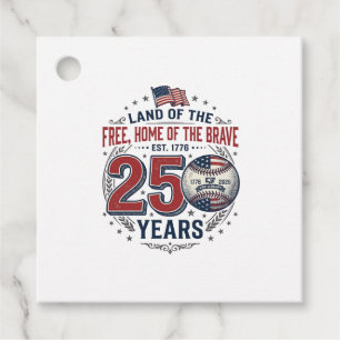 Patriotic Baseball 250 Years Vintage Shirt Design_ Favor Tags