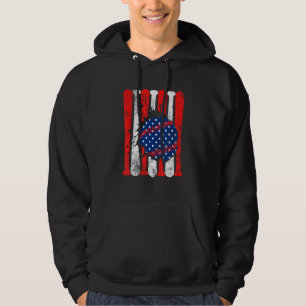 Patriotic Baseball 4th of July Men USA American F Hoodie