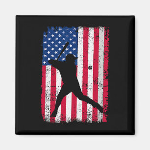 Patriotic Baseball 4th Of July Men Usa American Fl Magnet