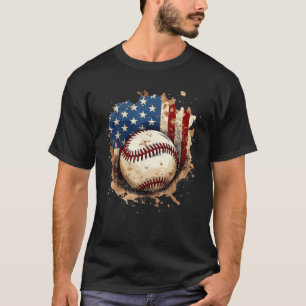 Patriotic Baseball 4th Of July Men USA American Fl T-Shirt
