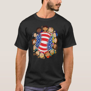 Patriotic Baseball 4th Of July USA American Flag K T-Shirt