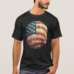Patriotic Baseball 4th Of July USA American Flag T-Shirt
