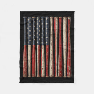 Patriotic Baseball American Flag USA 4th of July Fleece Blanket