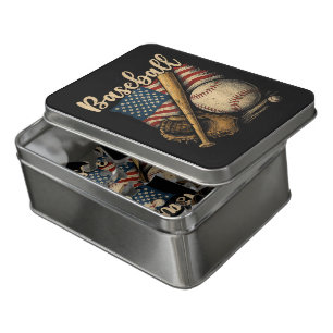 Patriotic Baseball American Flag Vintage Sports Jigsaw Puzzle