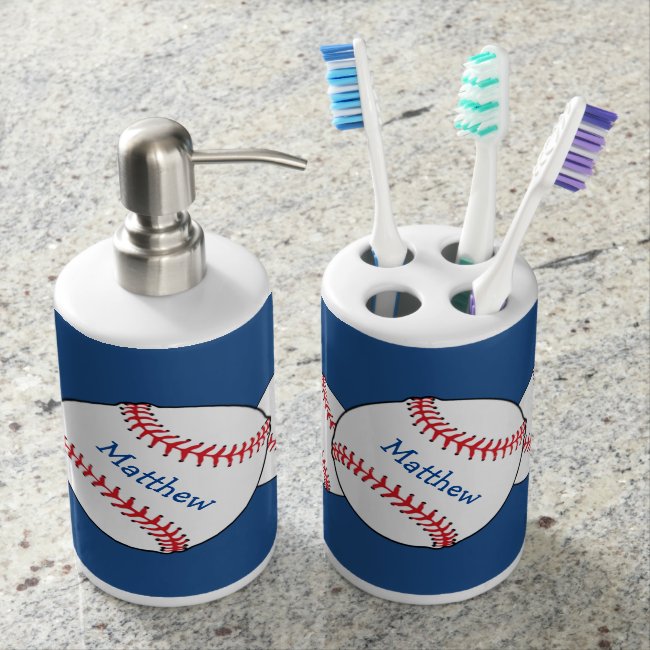 Patriotic Baseball Bathroom Set