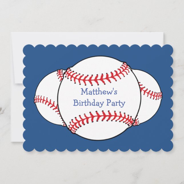 Patriotic Baseball Birthday Party Invitation (Front)
