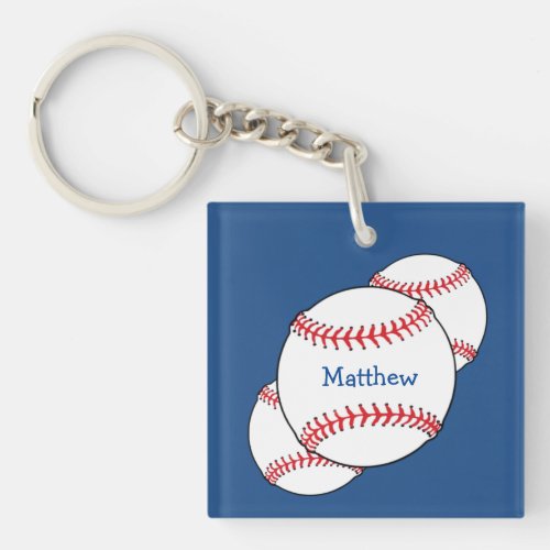 Patriotic Baseball Keychain