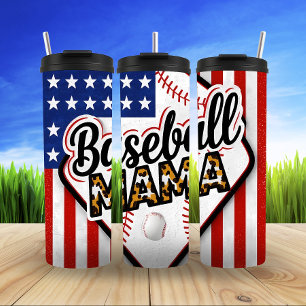 Patriotic Baseball Mama Vibes Thermal Tumbler