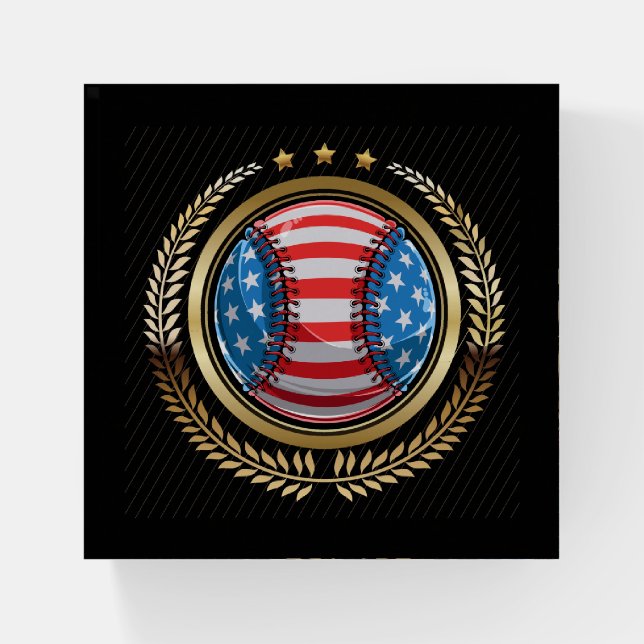 Patriotic Baseball Paperweight (Front)