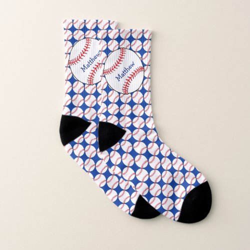 Patriotic Baseball Red White Blue Socks