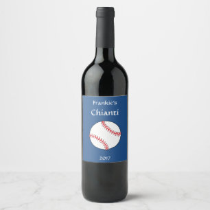 Patriotic Baseball Red White Blue Wine Label