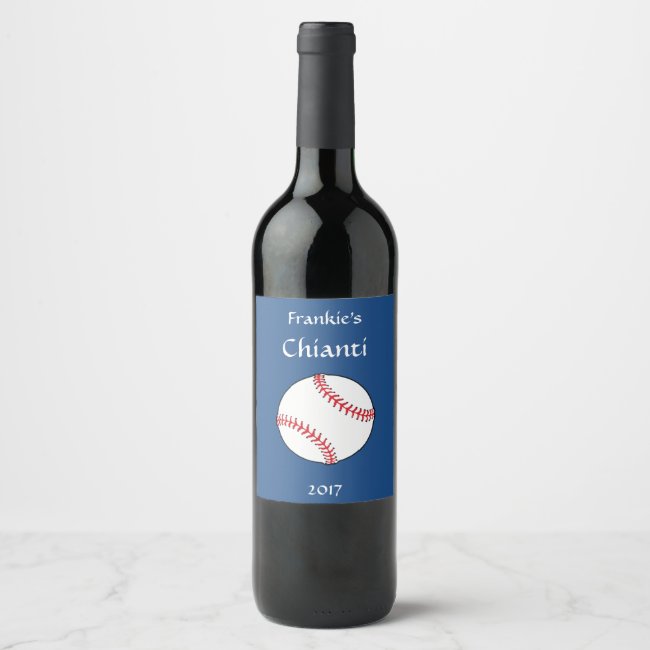 Patriotic Baseball Red White Blue Wine Label