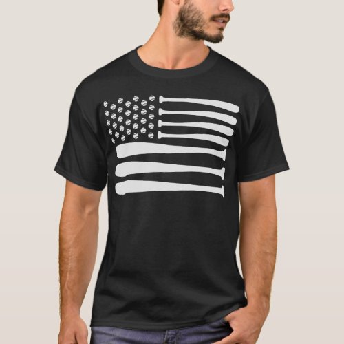 Patriotic Baseball Softball USA American Flag T_Shirt