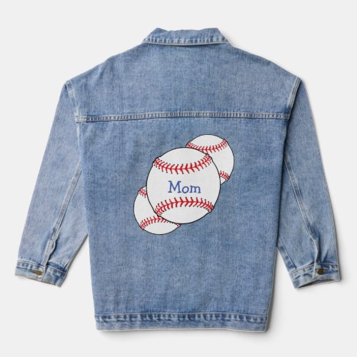 Patriotic Baseball Sports Mom USA Denim Jacket