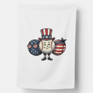 Patriotic Baseball Trio Vintage Vector Shirt_1 House Flag