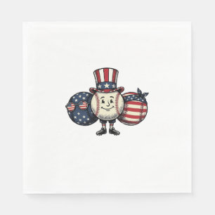 Patriotic Baseball Trio Vintage Vector Shirt_1 Napkins