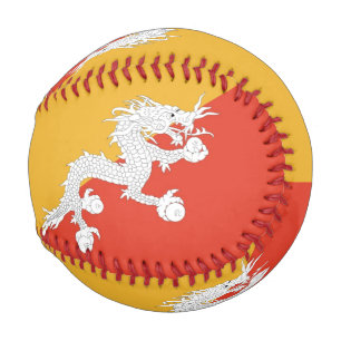Patriotic baseball with flag of Bhutan
