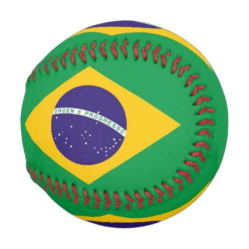 Patriotic baseball with flag of Brazil