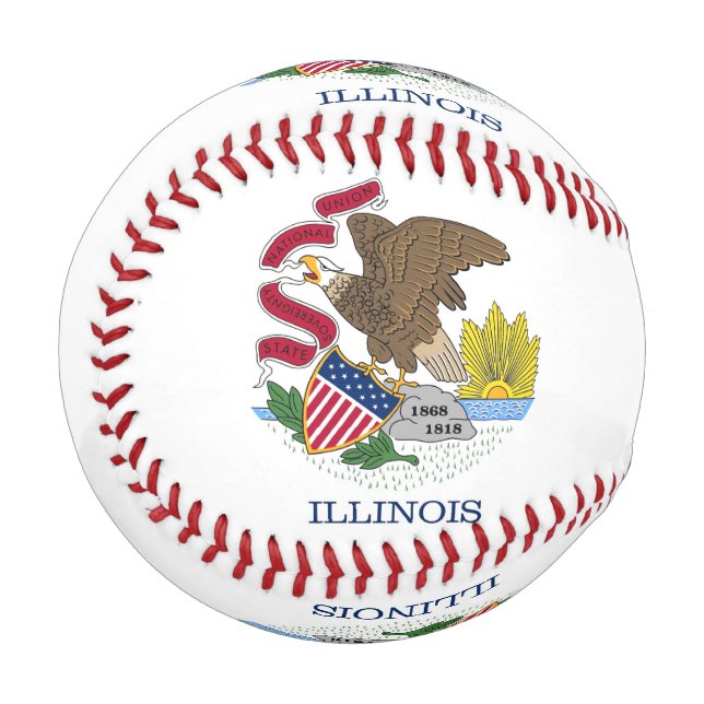 Patriotic baseball with flag of Illinois, USA (Front Left)